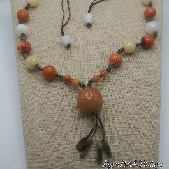 Carnelian, Jadeite, Quartz Bead Shamballa Necklace - Picture 5 of 7
